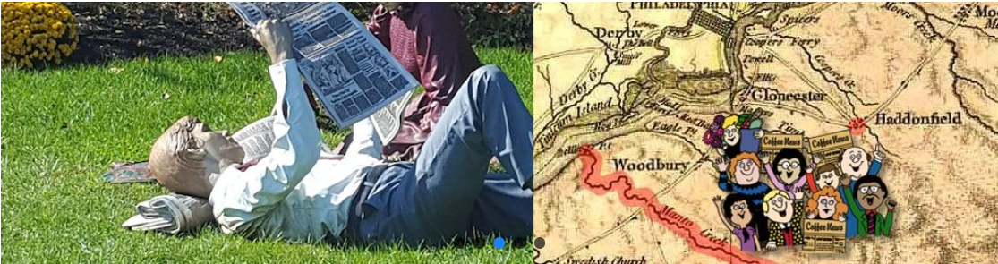 Reader enjoying Coffee News in the park & South Jersey distribution map